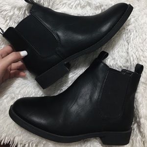 Leather Black Chelsea Booties